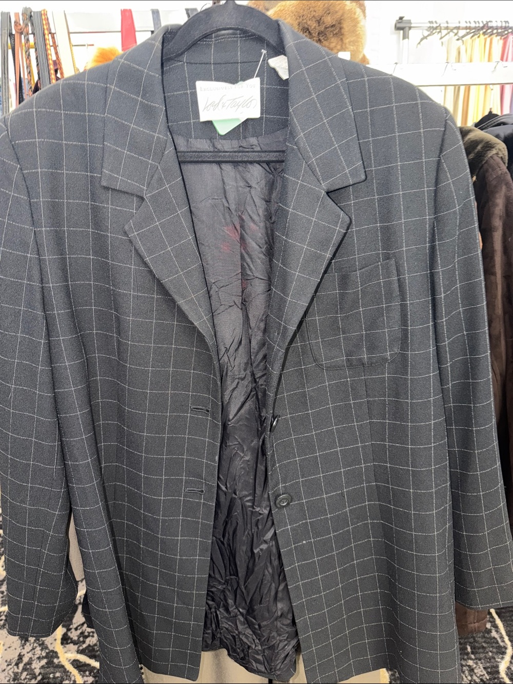 Lord & Taylor Men's Black Windowpane Sport Coat